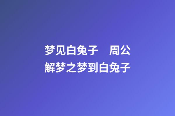 梦见白兔子　周公解梦之梦到白兔子